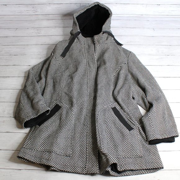 Details Intl Women's Winter Coat Plus Size 3X Wool Hooded Herringbone - Picture 9 of 9